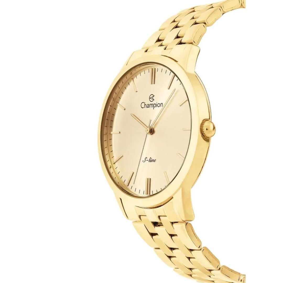 Relógios Masculino Dourado S-Line Champion, Qtz , Fundo Dourado