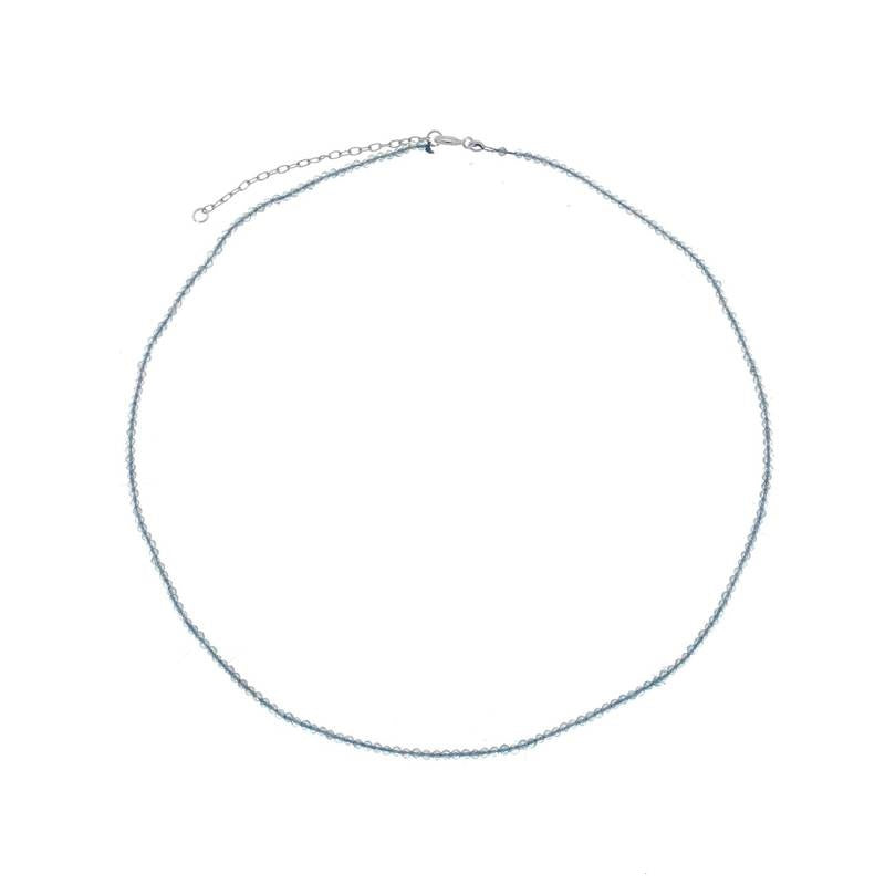 Colar topázio azul natural 2mm em prata de lei 925 pedra natural