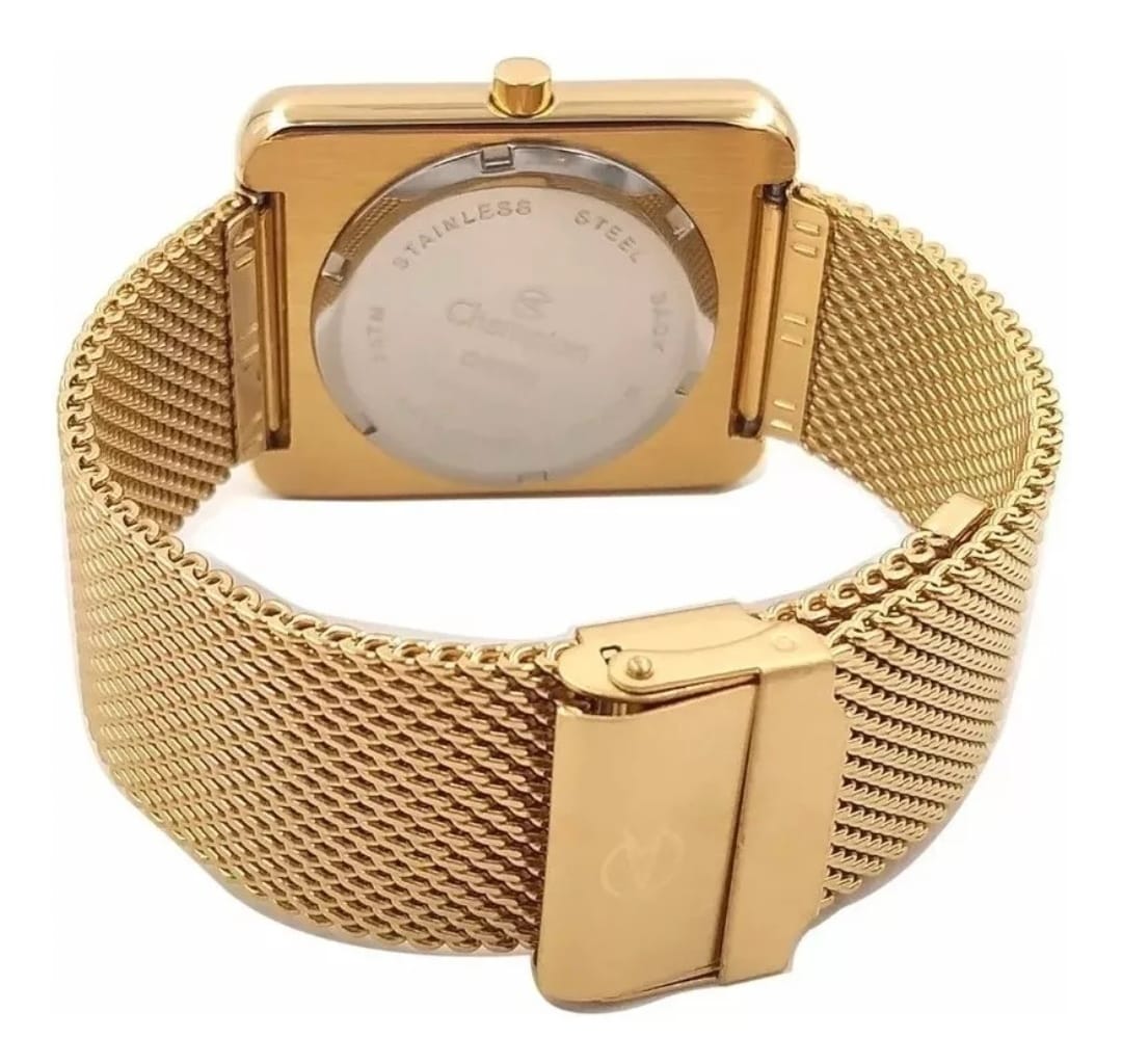 Relógio Digital LED Espelhado Feminino Dourado Champion