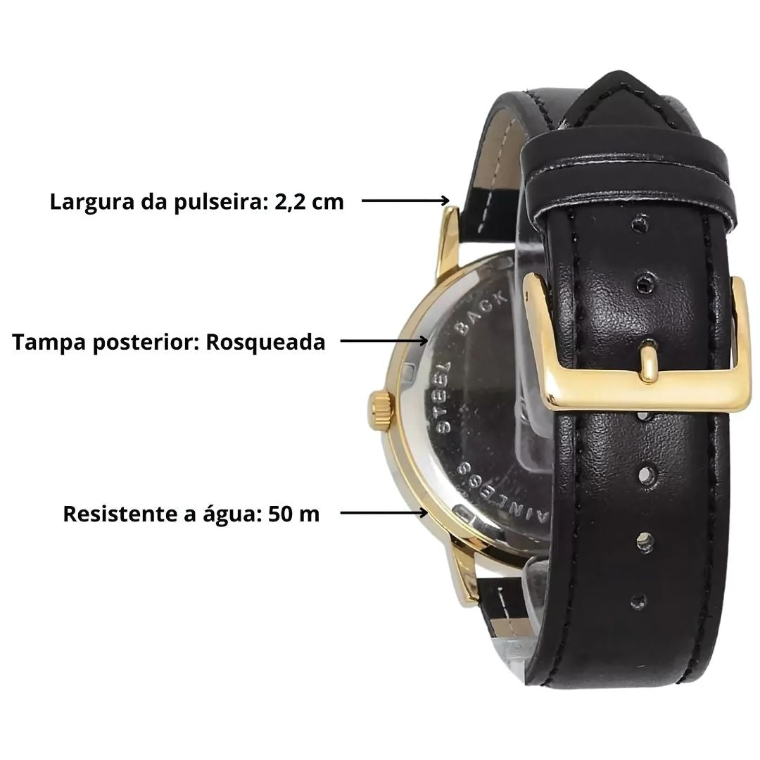 Relógio Pulso Masculino Champion Pulseira Couro Analogico