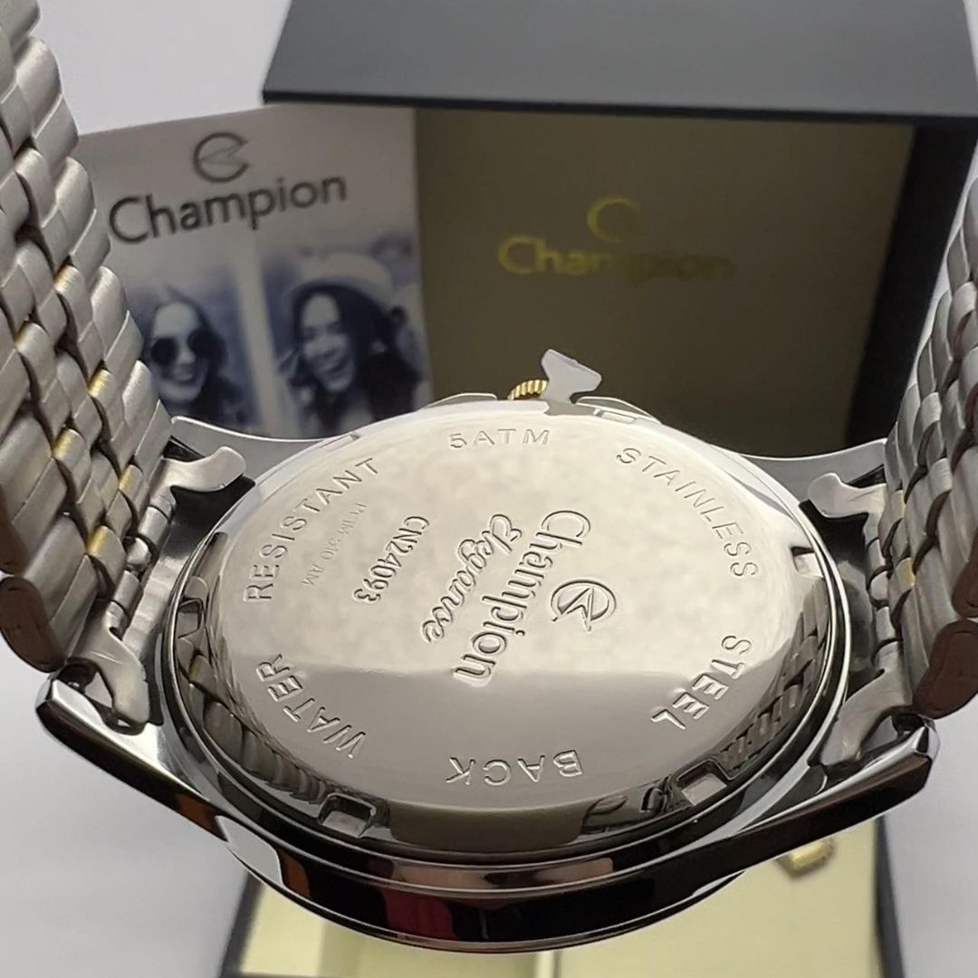 Relógio Champion Feminino Elegance Misto Kit Colar e Brincos CN24093D