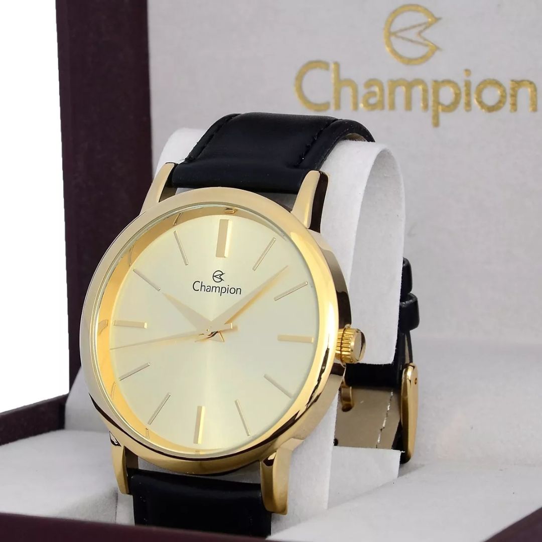 Relógio Pulso Masculino Champion Pulseira Couro Analogico