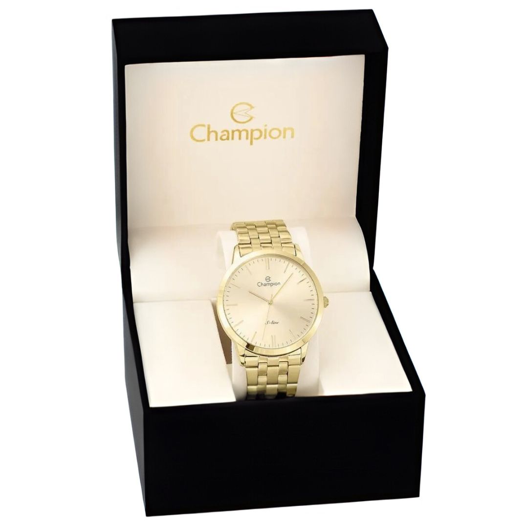 Relógios Masculino Dourado S-Line Champion, Qtz , Fundo Dourado