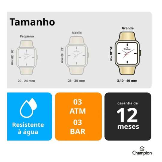 Relógio Digital Masculino Champion Rose completo Qtz