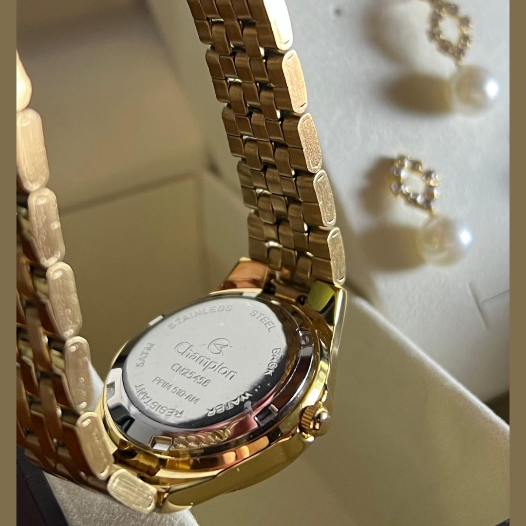 Relogio Champion Pequeno dourado CN25458W + kit semi joia