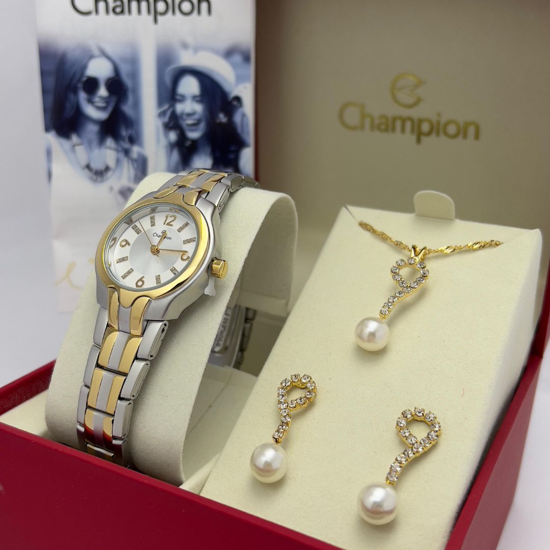 Relógio Champion Analógico Feminino Pequeno qtz Ch24884C Kit Com Semijoia