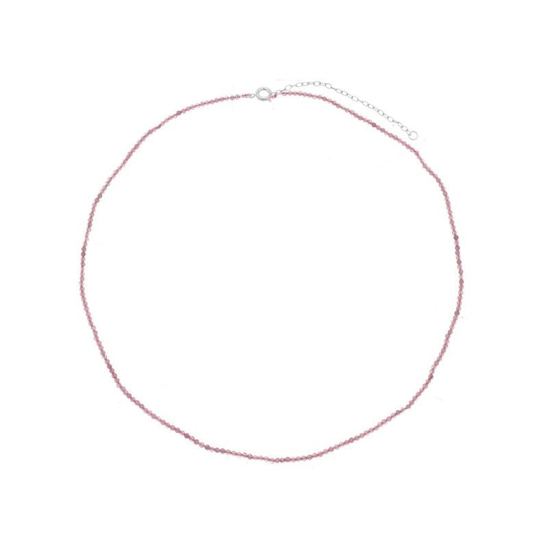 Colar turmalina rosa natural 2mm em prata de lei 925 pedra natural