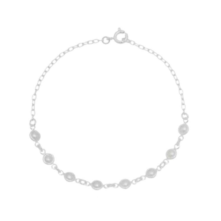 Pulseira feminina pérolas 19cm em Prata 925 pérola sintética