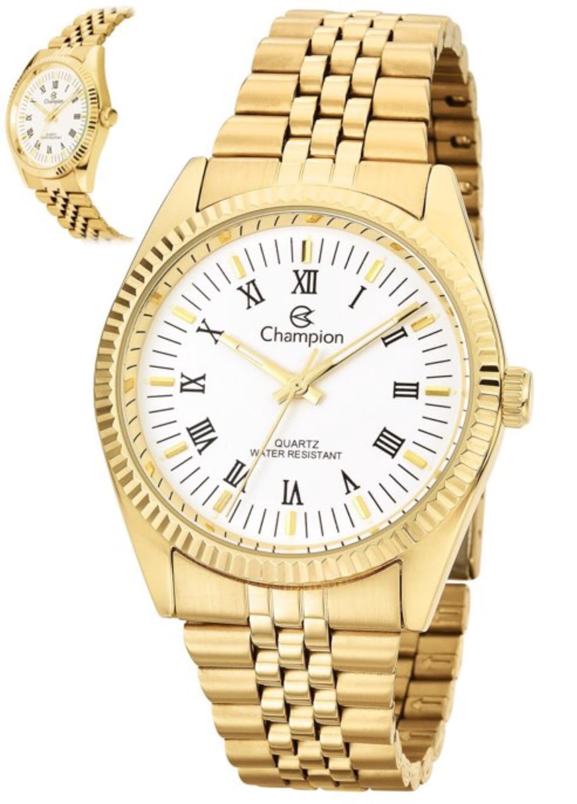 Relógio pulso Champion prova D'agua dourado cor a correia dourado  mostrador branco