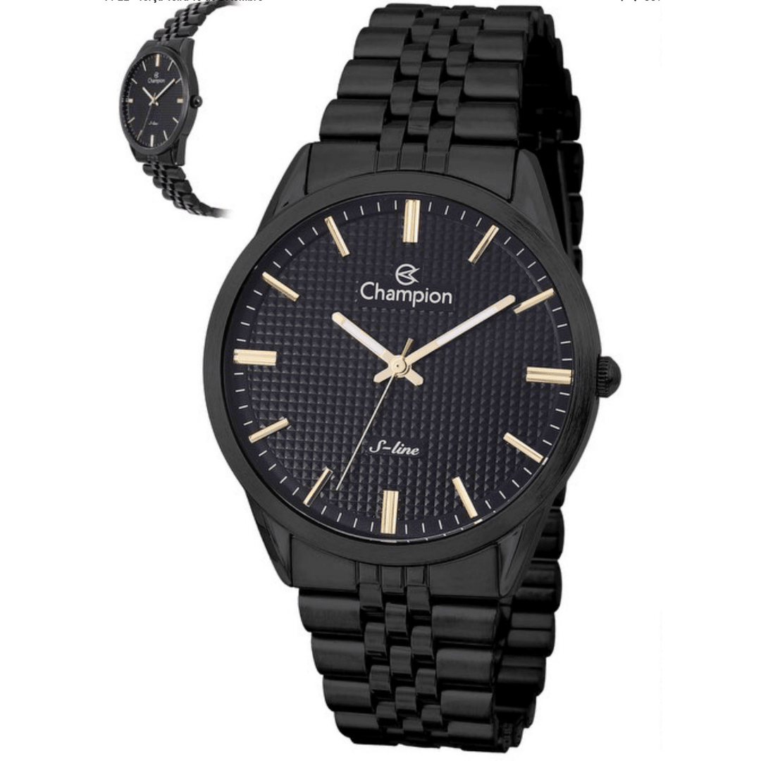 Relógio  Champion  S-Line Masculino A Prova D'água  Preto Redondo Qtz