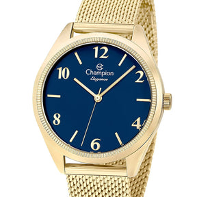 Relogio Feminino Champion Dourado Fundo Azul CN25172F