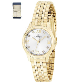 Relógio Champion CH24900W Dourado Com Semijóia Colar + Brinco
