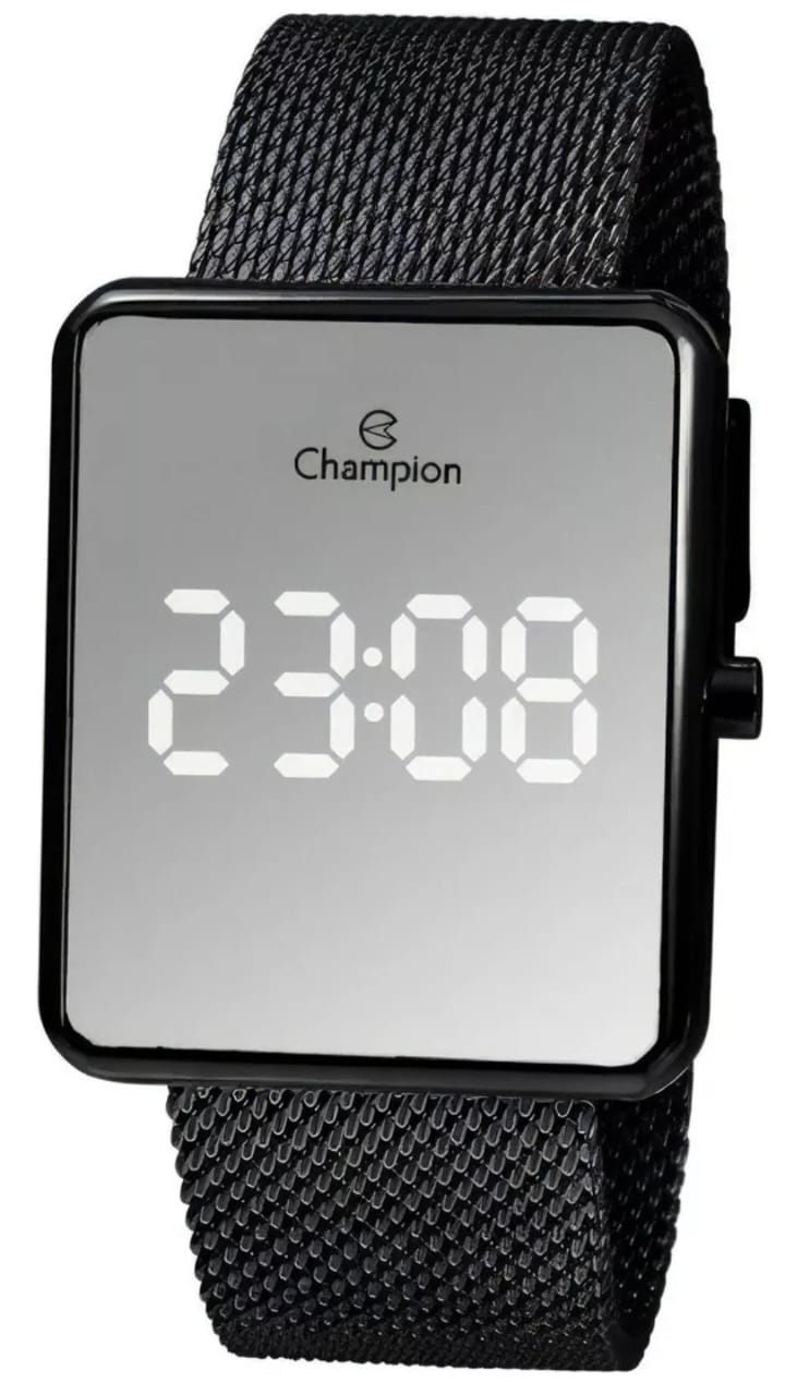 Relógio Digital LED Espelhado Champion Feminino  Preto QTZ