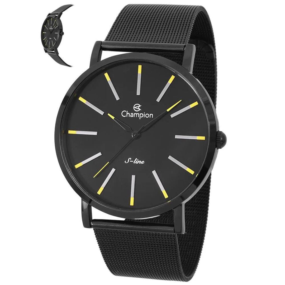 Relógio Champion Masculino Slim Mesh Black