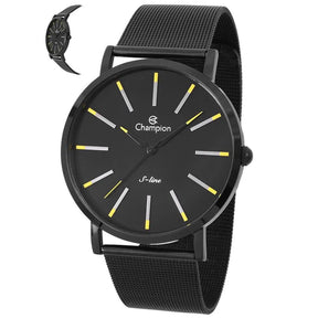 Relógio Champion Masculino Slim Mesh Black