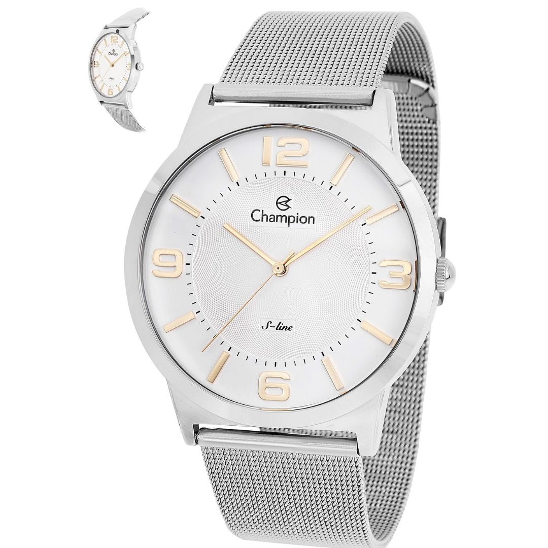 Relógio Champion CN21005Q Prata Unissex S Line Qtz
