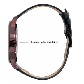 Relógio Champion com Pulseira de Couro caixa marrom Qtz