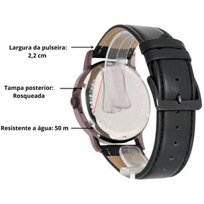 Relógio Champion com Pulseira de Couro caixa marrom Qtz