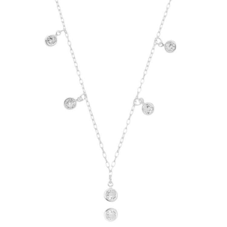 Gargantilha zircônias 4mm redondas 40cm prata zircônia cristal