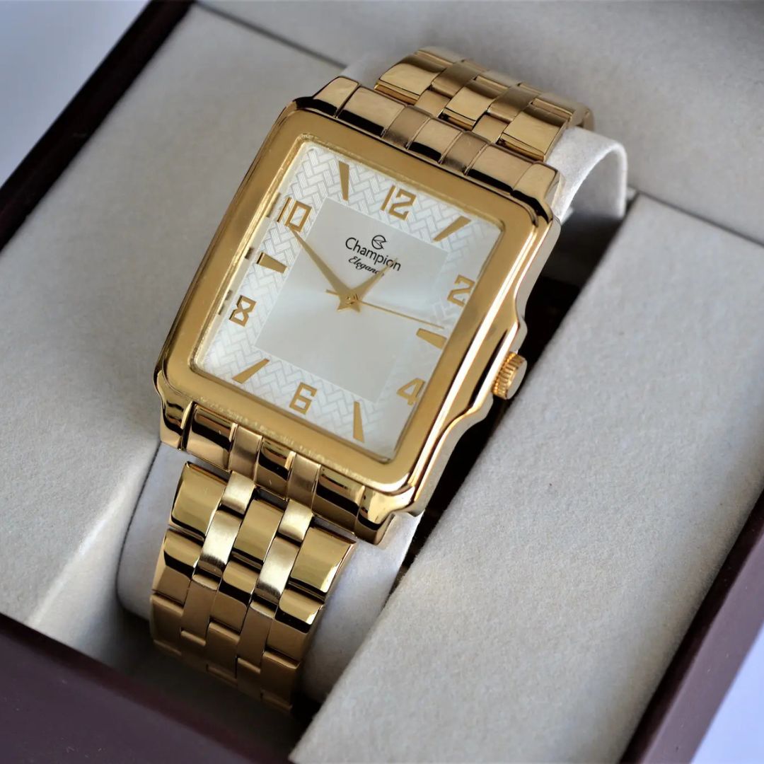 Relogio champion dourado quadrado CN26591H QTZ