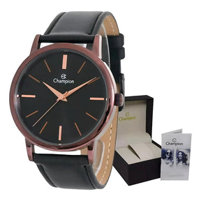 Relógio Champion com Pulseira de Couro caixa marrom Qtz