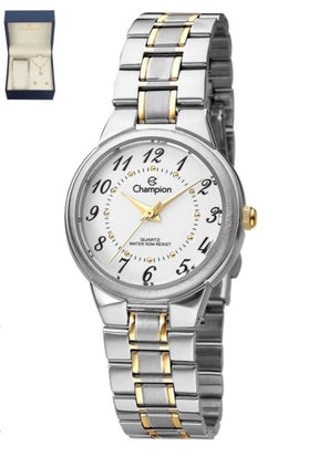 Relógio Champion Feminino Misto Fundo Branco  + Semi Joia QTZ
