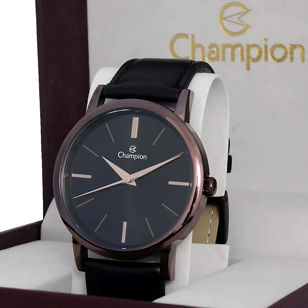 Relógio Champion com Pulseira de Couro caixa marrom Qtz