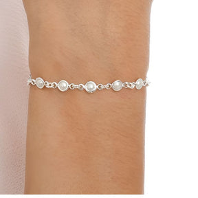 Pulseira feminina pérolas 19cm em Prata 925 pérola sintética