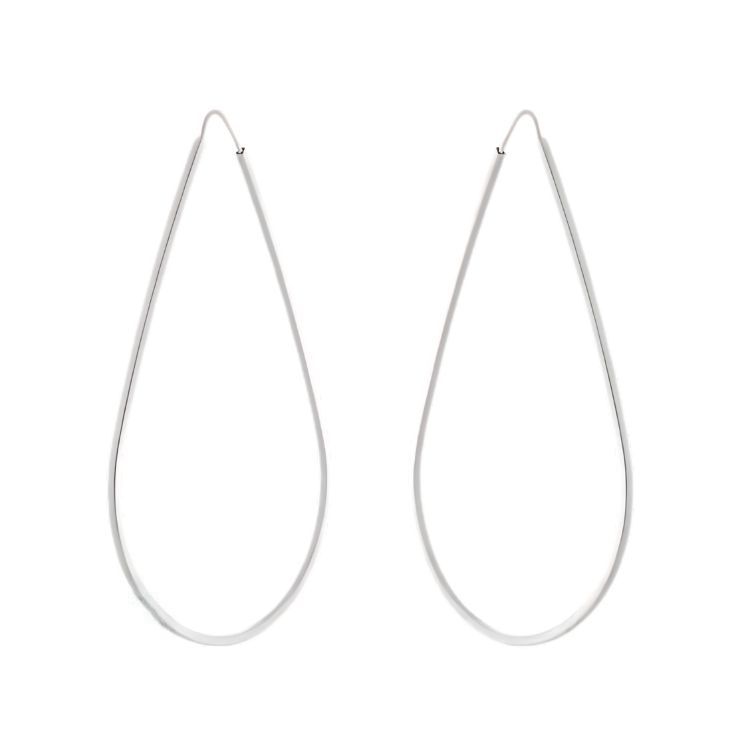 Brinco argola gota 80mm em prata de lei 925