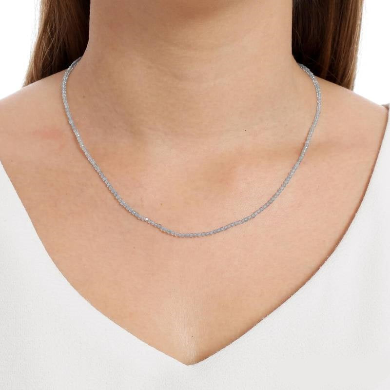 Colar topázio azul natural 2mm em prata de lei 925 pedra natural
