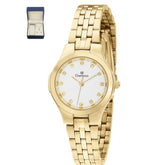 Relogio Champion Pequeno dourado CN25458W + kit semi joia