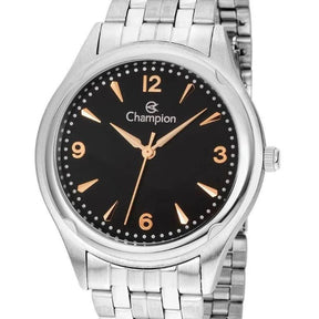 Relógio Masculino Prata Champion Fundo Preto Quartz  CN20462T