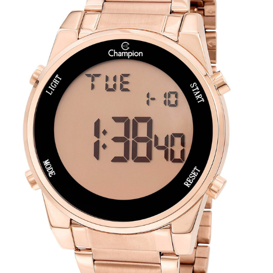 Relógio Digital Masculino Champion Rose completo Qtz