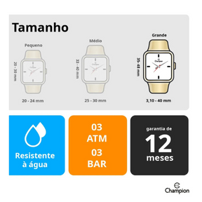 Relógio Digital Masculino Champion Rose completo Qtz