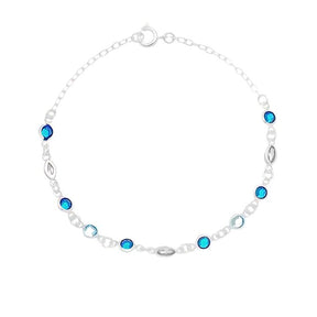 Pulseira Navette cristal e zircônias redondas azuis 19cm em prata 925.