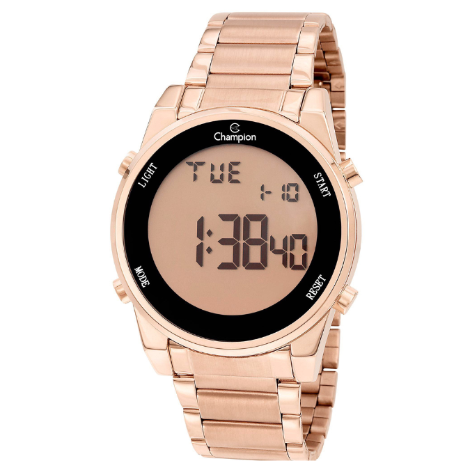 Relógio Digital Masculino Champion Rose completo Qtz