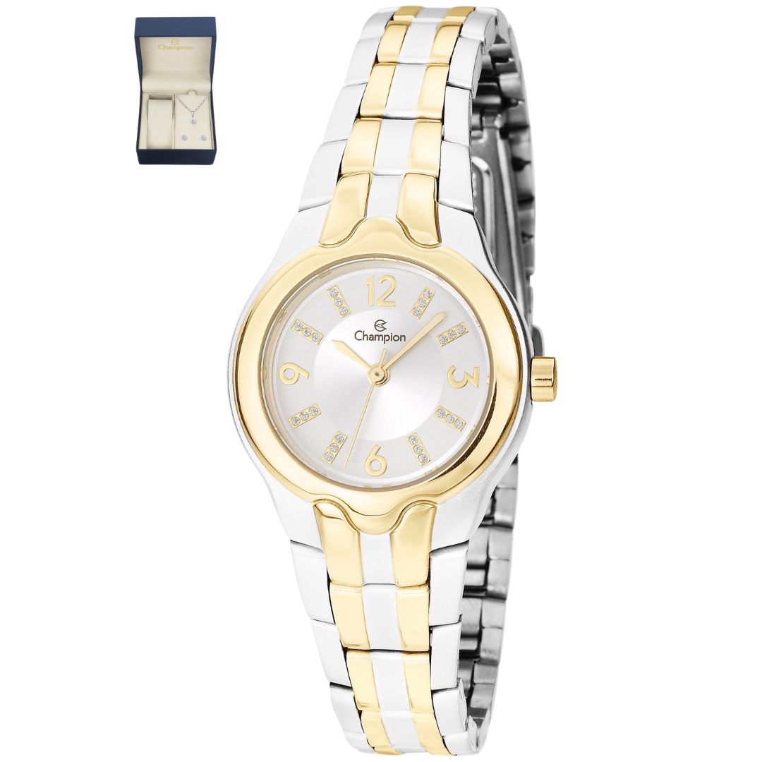 Relógio Champion Analógico Feminino Pequeno qtz Ch24884C Kit Com Semijoia