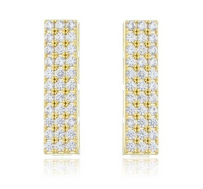 BRINCO PALITO CRAVEJADO 4.5MM X 17.8MM BANHADO A OURO 18K ZIRCÔNIA CRISTAL