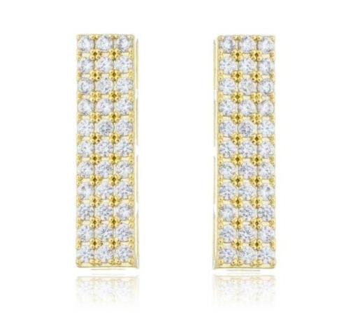 BRINCO PALITO CRAVEJADO 4.5MM X 17.8MM BANHADO A OURO 18K ZIRCÔNIA CRISTAL