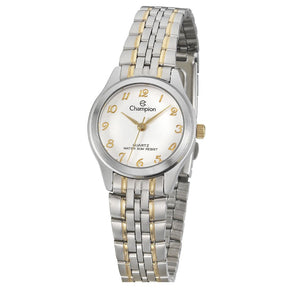 Relógio Champion Feminino Pequeno  Misto Fundo Branco + Semi Joia QTZ