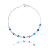 Pulseira zircônias redondas azul royal 19cm em Prata 925