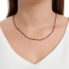 Colar cristal Espinélio rubi natural 2mm em prata de lei 925 pedra natural